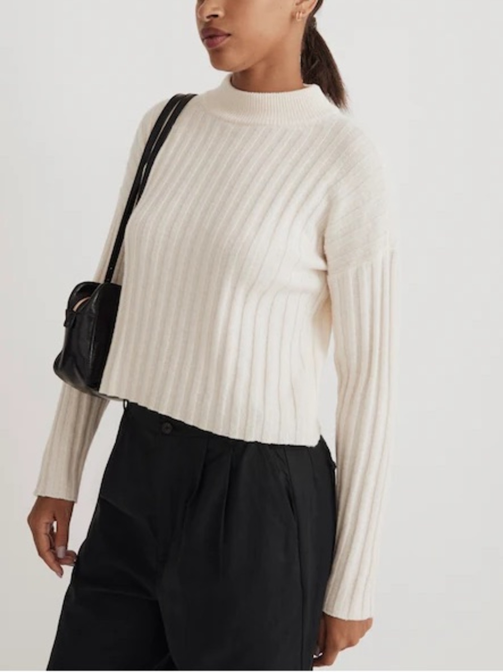Madewell Cream Ribbed Mockneck Sweater